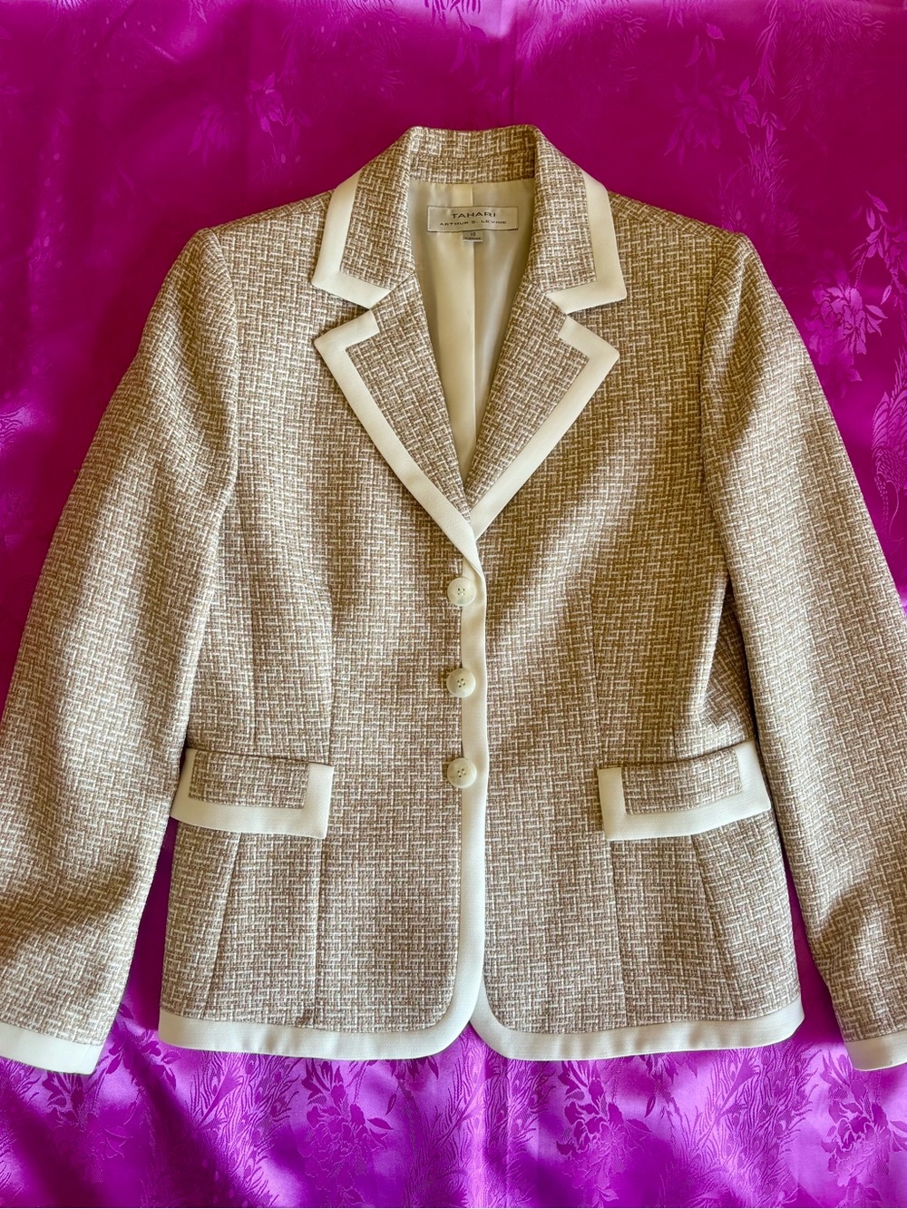 Talbots Cream and Ivory Tweed Blazer